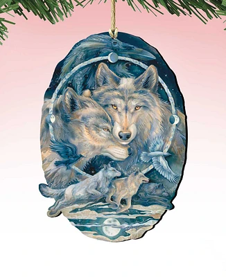 Designocracy In Spirit I Am Free Wolves Ravens Holiday Ornaments, Set of 2