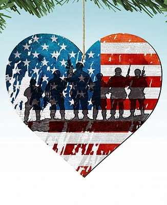 Designocracy Usa Military-Inspired Heart Holiday Ornaments, Set of 2