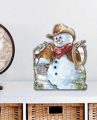 Designocracy Cowboy Snowman Christmas Holiday Outdoor Decor Large Ornament