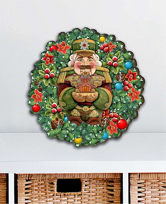 Designocracy Nutcracker's Wreath Gift Holiday Outdoor Decor Large Ornament