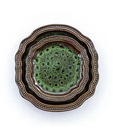 Elama Scalloped Magdalena 16 Piece Stoneware Dinnerware Set, Service for 4