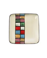 Elama Grace 16 Piece Multicolored Square Stoneware Dinnerware Set, Service for 4 - Multi