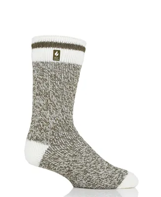 Heat Holders Men's Jeffrey Cream Block Twist Crew Sock