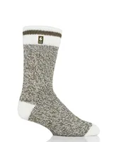 Heat Holders Men's Jeffrey Cream Block Twist Crew Sock