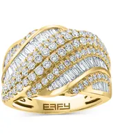 Effy Diamond Baguette & Round Diagonal Multirow Ring (1-5/8 ct. t.w.) in 14k Gold