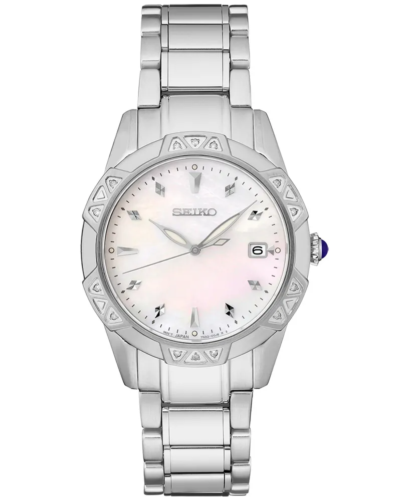 Seiko Women's Diamond (1/6 ct. t.w.) Stainless Steel Bracelet Watch 33mm