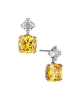 Eliot Danori Cushion Cut Drop Earring Silver-Tone