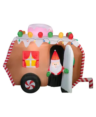 National Tree Company 7.5' Inflatable Gingerbread Trailer with Santa