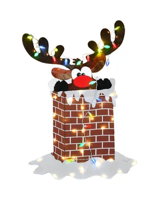 National Tree Company 47" Pre-Lit Reindeer Stuck in Chimney Decoration