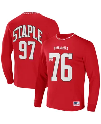 Men's Nfl X Staple Red Tampa Bay Buccaneers Core Long Sleeve Jersey Style T-shirt