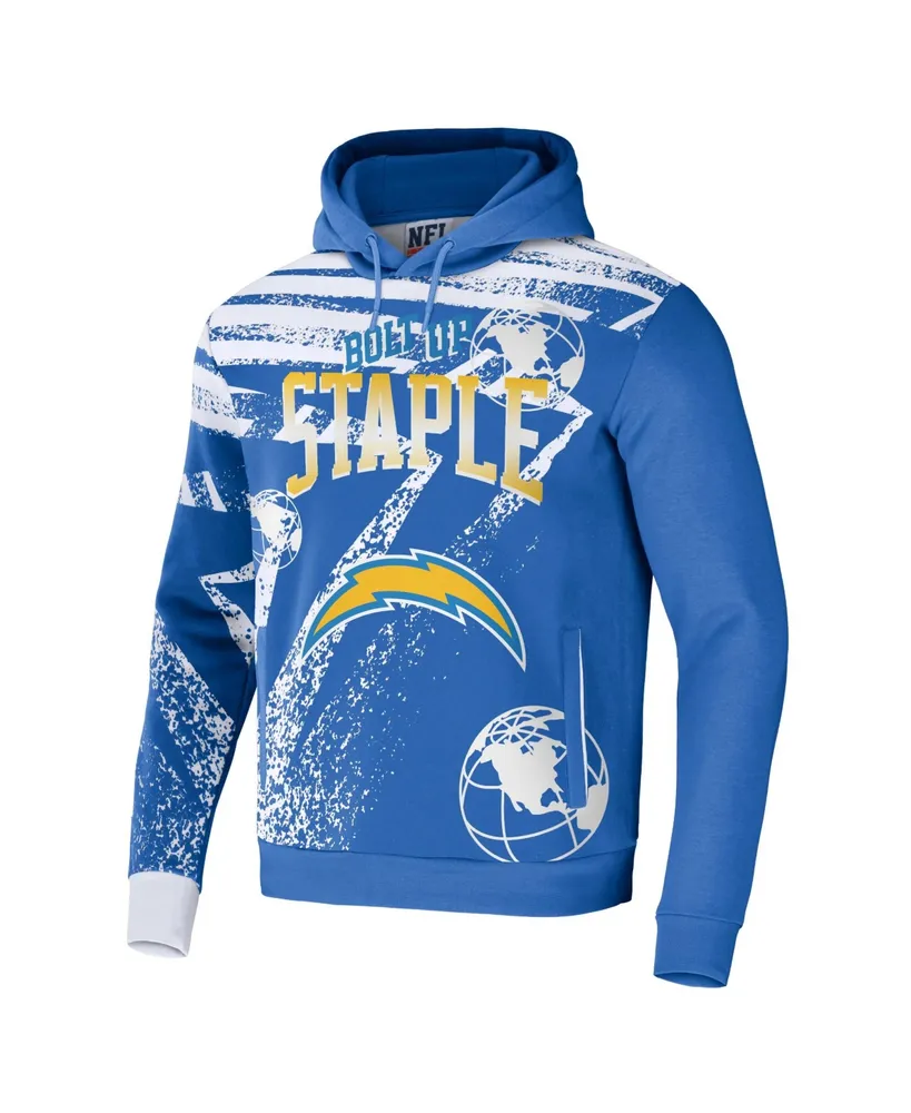 Men's Nfl X Staple Blue Los Angeles Chargers Team Slogan All Over Print Pullover Hoodie