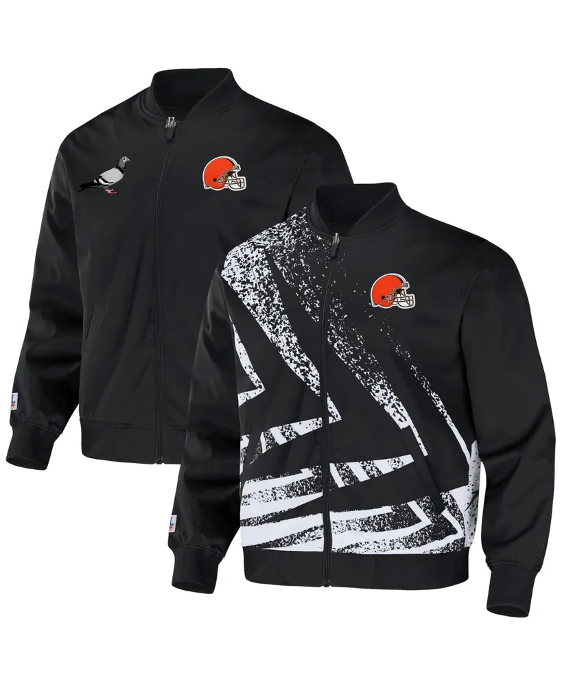 Men's Nfl X Staple Black Cleveland Browns Embroidered Reversable Nylon Jacket