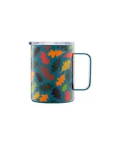 Cambridge Teal Falling Leaves Insulated Coffee Mugs, Set of 2