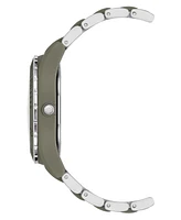 Anne Klein Women's Three-Hand Quartz Silver-Tone and Olive Green Solar Oceanwork Plastic Bracelet Watch, 38.5mm - Silver