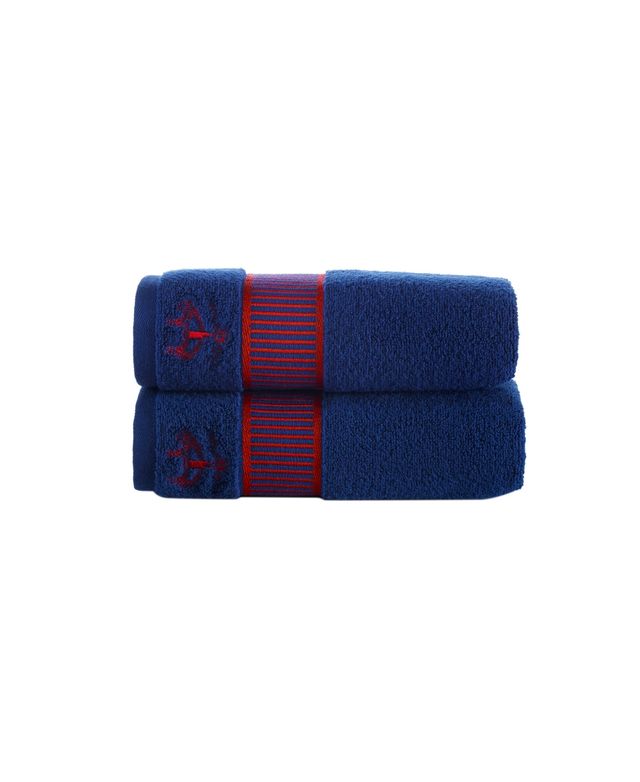 Brooks Brothers Fancy Border 2 Piece Turkish Cotton Hand Towel Set