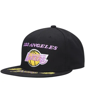 Men's Mitchell & Ness Black Los Angeles Lakers Hardwood Classics Front Loaded Snapback Hat