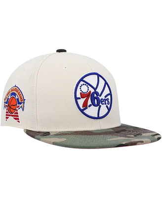 Men's Mitchell & Ness Cream, Camo Philadelphia 76ers Hardwood Classics 1976 Nba All-Star Game Off White Fitted Hat