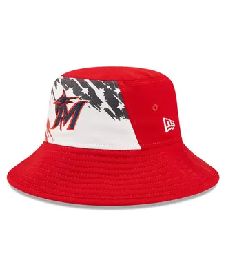 Men's New Era Red Miami Marlins 2022 4th of July Bucket Hat