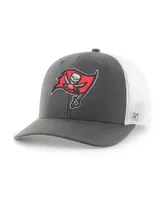 Men's '47 Brand Pewter and White Tampa Bay Buccaneers Trophy Trucker Flex Hat