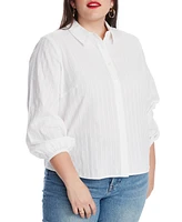 Court & Rowe Texture Cotton Blouson Button Down Top