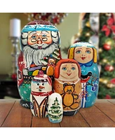 G.DeBrekht Winter Spirit Matreshka Holiday Nesting Hand-Painted Doll, Set of 5