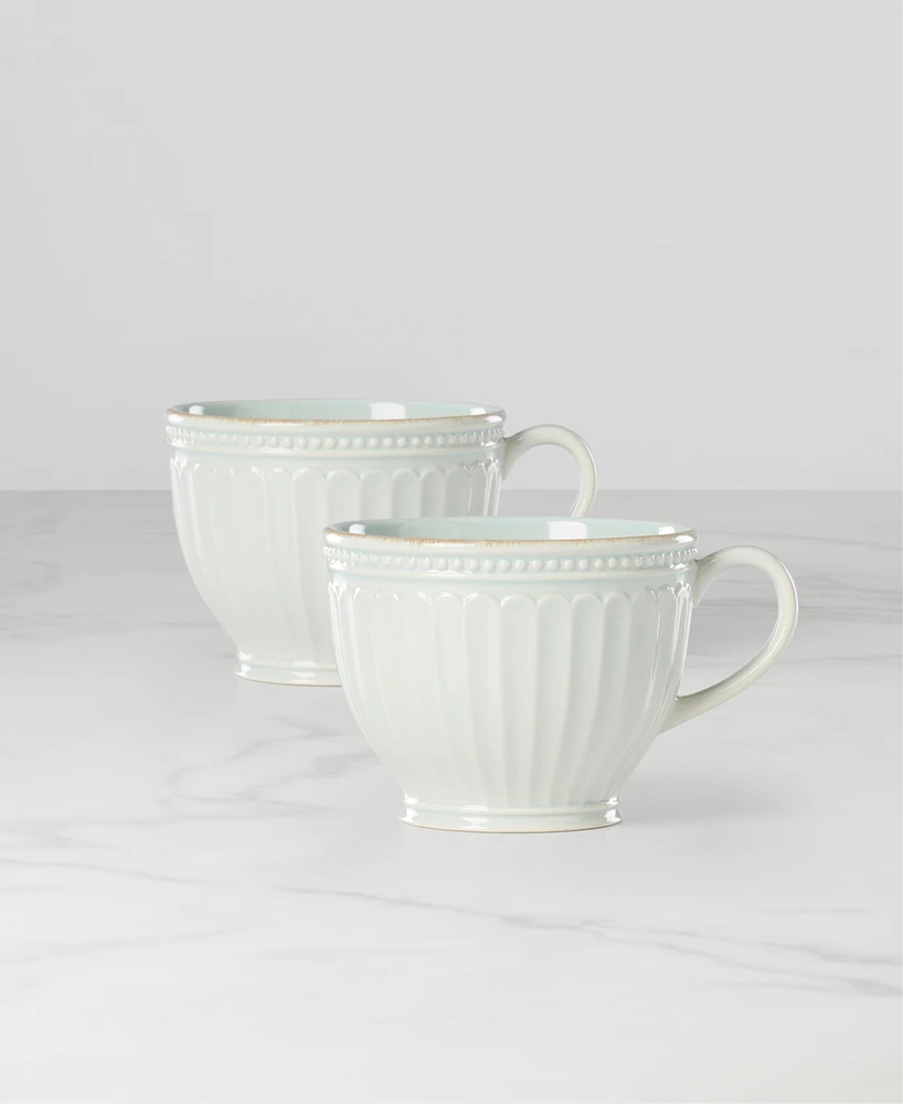 French Perle Groove Latte Mug Set, 2 Piece