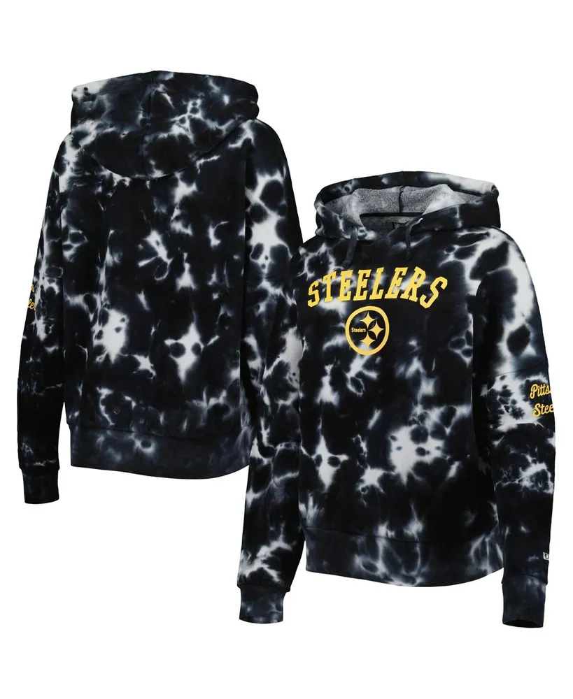 Women's New Era Black Pittsburgh Steelers Cloud Dye Fleece Pullover Hoodie