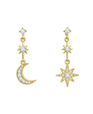 And Now This Cubic Zirconia Star and Moon Drop Earring