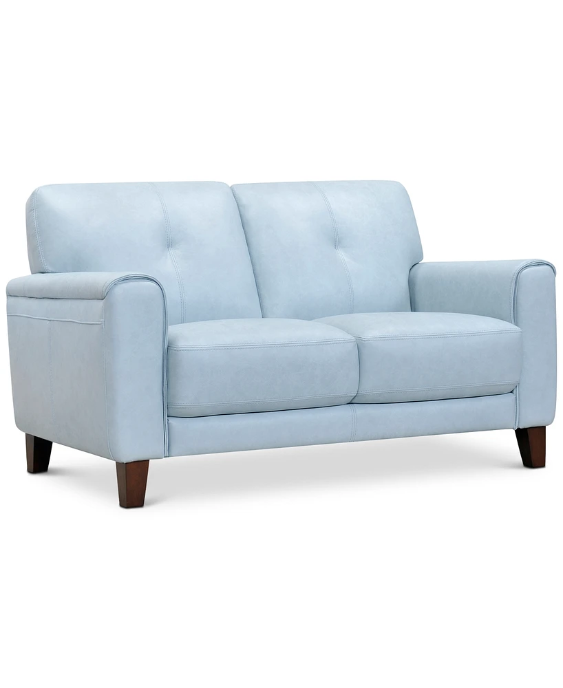 Ashlinn 61" Tufted Pastel Leather Loveseat, Created for Macy's