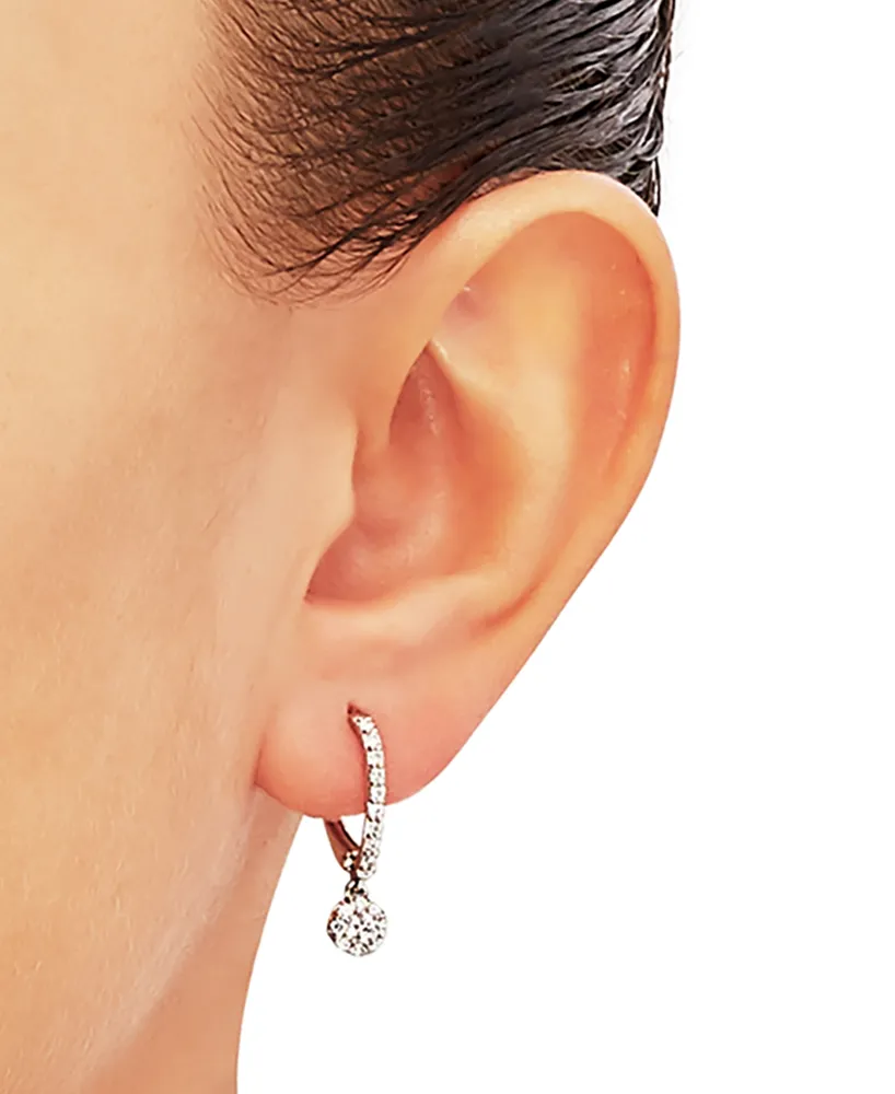Forever Grown Diamonds Lab-Created Diamond Cluster Dangle Hoop Earrings (1/2 ct. t.w.) in Sterling Silver