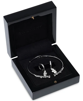 Givenchy Silver-Tone 2-Pc. Set Stone Scatter Cluster Cuff Bangle Bracelet & Matching Drop Earrings
