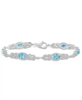 Sky Blue Topaz (3 2/5 ct. t.w.) and White Topaz (2 1/10 ct. t.w.) Bracelet in Sterling Silver