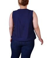 Ny Collection Plus Size Sleeveless Pintuck Tie-Hem Blouse