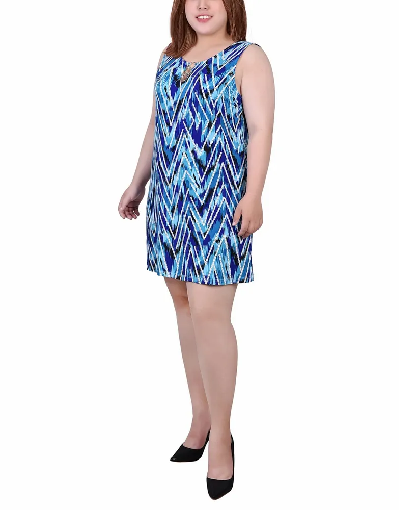 Ny Collection Plus Size Sleeveless Dress with 3 Rings