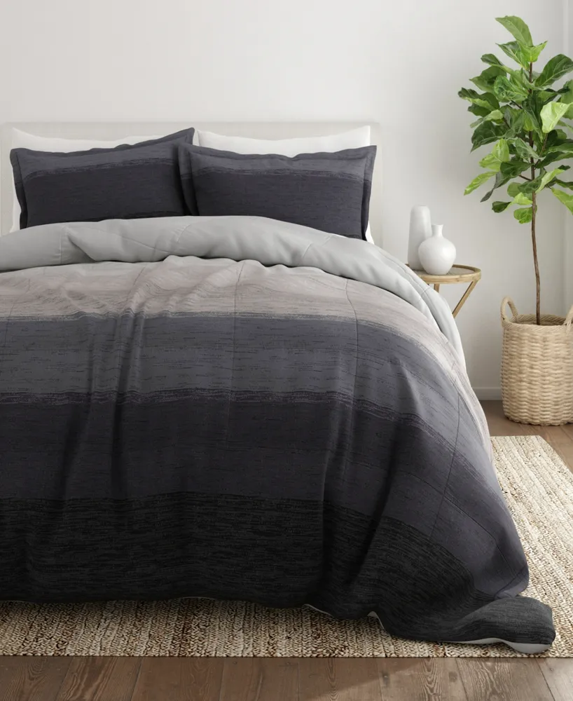 Home Collection 3 Piece Premium Ultra Soft Gray Ombre Comforter Set, Queen