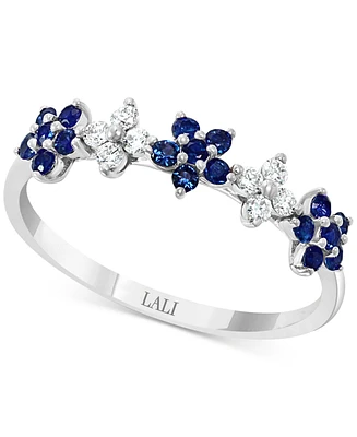 Lali Jewels Sapphire (3/8 ct. t.w.) & Diamond (1/6 ct. t.w.) Flower Band in 14k Rose Gold