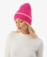 Marcus Adler Women's Stripe Cuff Ribbed Knit Beanie