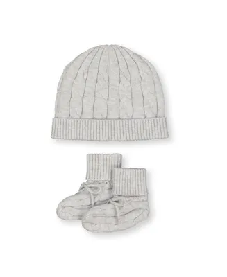 Hope & Henry Baby Girls Organic Cotton Sweater Beanie and Bootie Set