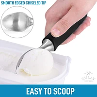 Heavy Duty Ice Cream Scoop - Stainless Steel Scooper With Non-Slip Rubber Grip