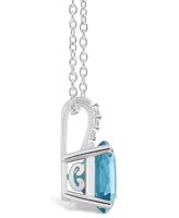 Macy's Women's London Blue Topaz (-/ ct.t.w.) and Diamond Accent Pendant Necklace in Sterling Silver
