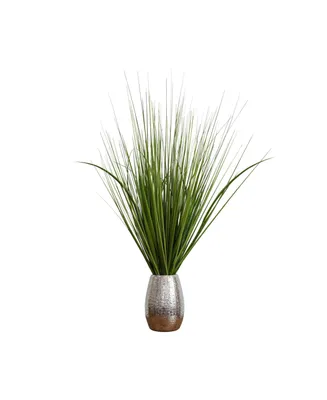Tabletop Artificial Foliage in Crackled Ceramic Pot, 30" - Silver