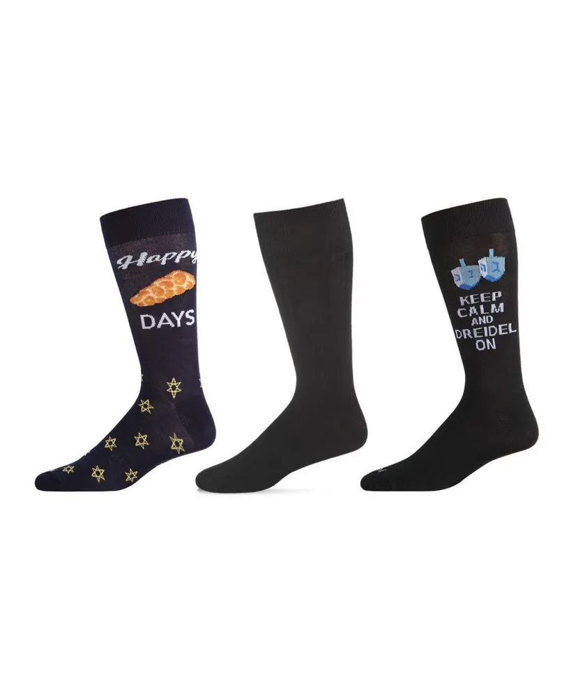 MeMoi Men's Hanukkah Assortment Socks, Pack of 3