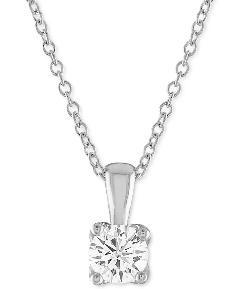 Alethea Certified Diamond 18" Pendant Necklace (1/2 ct. t.w.) in 14k White Gold featuring diamonds with the De Beers Code of Origin, Created for Macy'