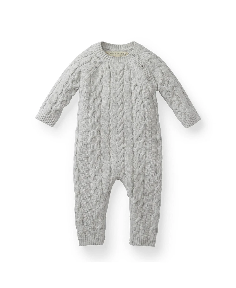 Hope & Henry Baby Boys Cable Knit Sweater Romper