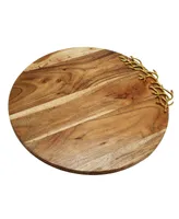 Classic Touch Wood Charcuterie Board Coral Design Round without Handle, 16" x 1"