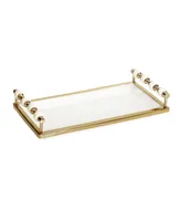 Classic Touch Rectangular Tray with Beaded Handles, 14" x 7"