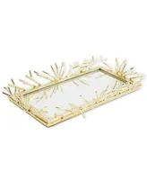 Classic Touch Rectangular Decorative Mirror Tray Design Border, 12" x 6" - Gold