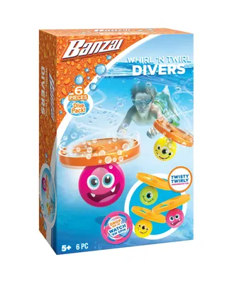 Banzai Whirl 'N Twirl Waterpool Toy Dive Set, 6 Piece Set