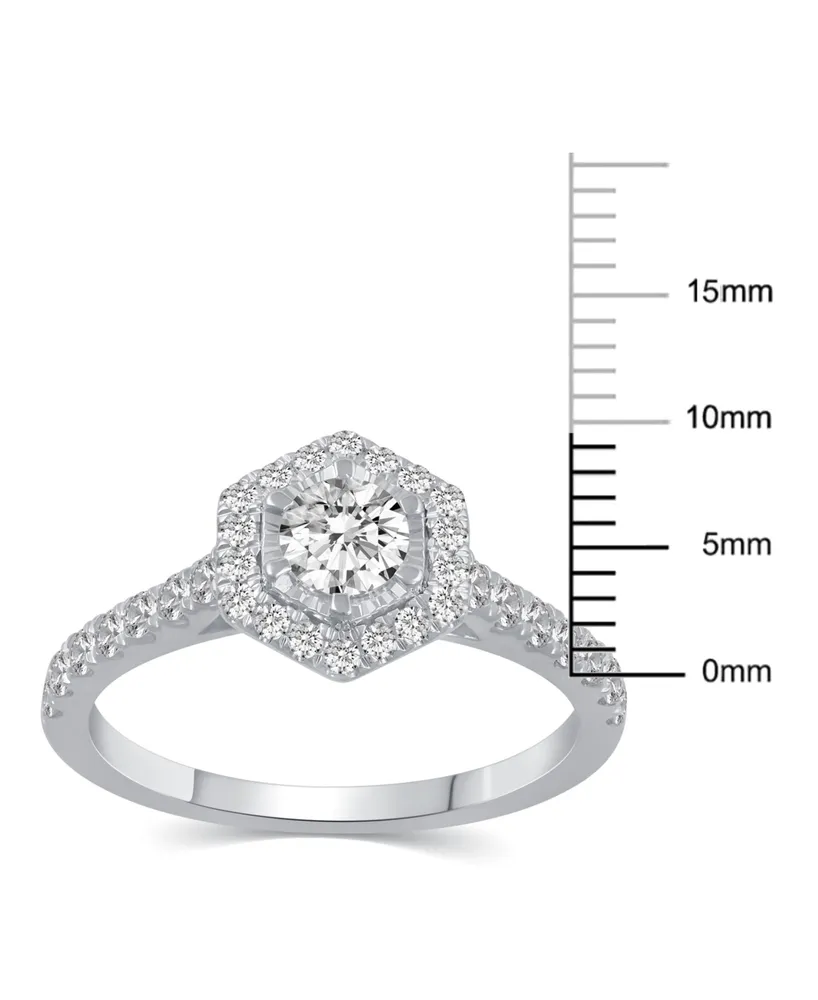 Diamond Hexagon Halo Engagement Ring (3/4 ct. t.w.) in 14k White Gold