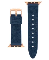 Anne Klein Women's Navy Textured Silicone Band Compatible with 38/40/41mm Apple Watch - Navy, Rose Gold